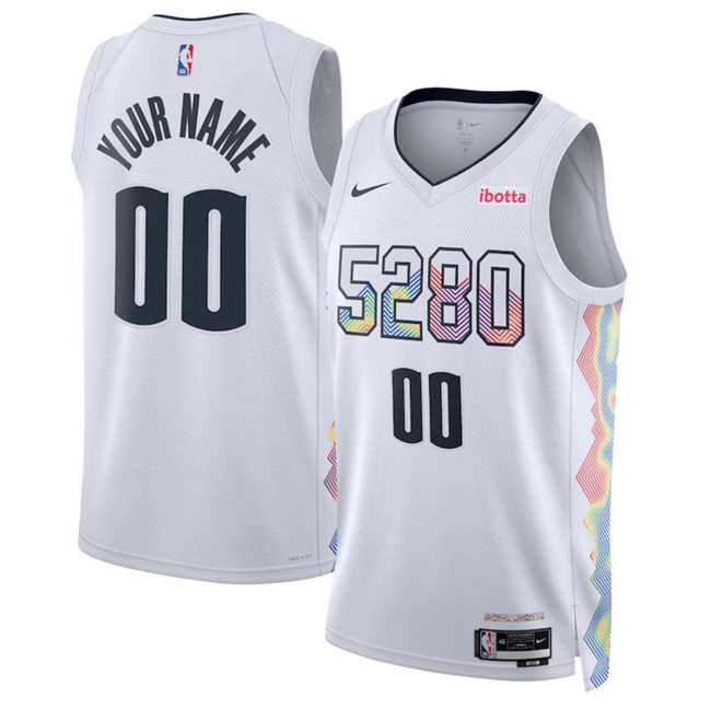 Men%27s Denver Nuggets Active Player Custom White 2024-25 City Edition Stitched Basketball Jersey